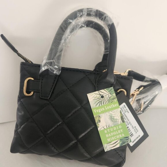 Badgley Mischka Mini Diamond Quilted Tote with front lock NWT - Picture 3 of 12